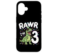 Three Rawr I'm 3 Years Old T Rex Dinosaur 3er Birthday Boys Carcasa para iPhone 16
