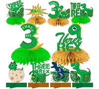 Three Rex - Decoraciones de fiesta de cumpleaños de panal para niños, centros de mesa de 3er cumpleaños, suministros de fiesta, The Good Dinosaur 3-Rex temáticos