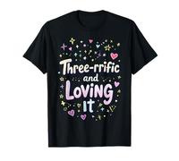 Three-Rrific And Loving It Colorful Stars Camiseta