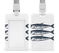 Three Sardines Line Art Minimal ID - Soporte retráctil para tarjetas de identificación, protector de tarjetas, etiqueta de nombre para trabajo, oficina, médico, enfermera