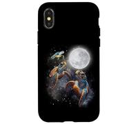 Three Sea Turtles Moon Howling At Moon Funny Parody Meme Carcasa para iPhone X/XS