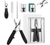 Three Sets of Eagle Beak Beveled Nail Clippers, Super Sharp Oblique Nail Clippers, Eagle Beak Beveled, Portable Anti-Splash, for Thick Nails, Seniors & Ingrown Care (Black,1pc)