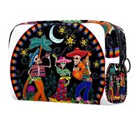 Three Skeletons Palying Guitar Singing Drinking Cosmetic Bag for Women Travel Toiletries Bags Large Makeup Handy Pouch Organizer Bag with Zipper, multicolor, 18.5x7.5x13cm/7.3x3x5.1in, Neceser