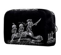 Three Skeletons Sailors Float on Boat - Neceser para mujer, neceser de viaje, bolsa organizadora de maquillaje grande con cremallera, multicolor, 18.5x7.5x13cm/7.3x3x5.1in, Neceser