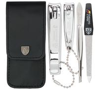 Three Swords - Juego exclusivo de manicura, pedicura, aseo y cuidado de uñas de 4 piezas, con funda, marca de calidad