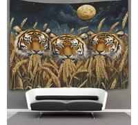 Three Tigres Algodon Sheets Curtains Tapices,Campo de trigo Decoración De PaRojo Tapiz,para Dormitorio, Salón, Casa 100cmx150cm