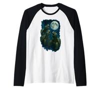 Three Tortoises Howling At The Moon 3 Turtle Moon Camiseta Manga Raglan