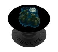 Three Tortoises Howling At The Moon 3 Turtle Moon PopSockets PopGrip Adhesivo