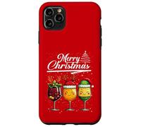 Three Wine Glasses Merry Christmas Reindeer Santa Elf Xmas Carcasa para iPhone 11 Pro MAX
