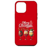 Three Wine Glasses Merry Christmas Reindeer Santa Elf Xmas Carcasa para iPhone 12 Pro MAX