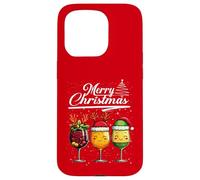 Three Wine Glasses Merry Christmas Reindeer Santa Elf Xmas Carcasa para iPhone 15 Pro