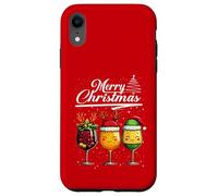 Three Wine Glasses Merry Christmas Reindeer Santa Elf Xmas Carcasa para iPhone XR