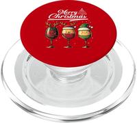 Three Wine Glasses Merry Christmas Reindeer Santa Elf Xmas PopSockets PopGrip para MagSafe