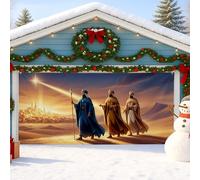 Three Wise Men - Cubierta para puerta de garaje, belén religioso, decoración grande para puerta de garaje, decoración de invierno para interiores y exteriores, 157 x 71 pulgadas