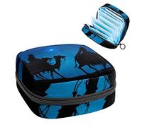 Three Wise Men Visit Desert Camel Silhouette, bolsa de época portátil, bolsa de almacenamiento de tampón, soporte para tampones para bolso, organizador de productos femeninos, Varios colores, 4.7x6.6x6.6 in/12x17x17 cm