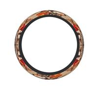 Three Wolves Are In The Maple Leaf - Funda elástica universal para volante de coche, antideslizante, elástica, transpirable, de goma suave, 38 cm