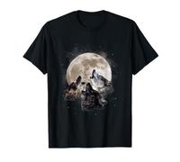 Three Wolves Howling at the Moon - Lobo Lover Camiseta