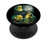 Three Yellow Chick Howling At The Moon Funny Meme PopSockets PopGrip Adhesivo