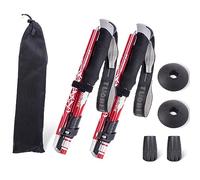 ThreeH 2 Pack Bastones Trekking Ligeros Bastones Aleación Aluminio con Sistema Bloqueo Rápido Bastones Camping para Hombres Mujeres Mayores Rojo