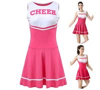 ThreeH High School Girls Musical Uniforme Disfraz de Animadora Traje Talla única Sin Pom-Pom,Rose