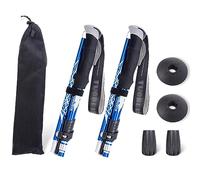 ThreeH Juego de 2 Bastones Trekking Telescópicos Plegables Bastones Senderismo Ajuste Rápido para Hombres Mujeres Fáciles Usar Ultraligeros para Senderismo Camping Viajes Azul
