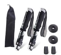 ThreeH Par de 2 Bastones Trekking Viaje con Sistema Bloqueo Rápido para Hombres Mujeres Bastones Caminata para Ancianos Bastones Caminata Plegables Ultraligeros para Senderismo Negro