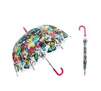 ThreeH Paraguas Transparente para Mujer Duradero Paraguas de lluvia romántico a prueba de viento de la bóveda Apertura automática POE Canopy,Rojo
