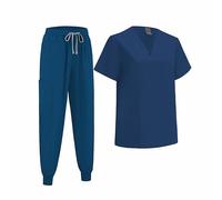 ThreeH Uniformes de Enfermería Conjunto médico Mujer Hombre Cómodos Uniformes de Manga Corta y pantalón Cargo Multibolsillos