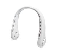ThreeH Ventilador de cuello portátil blanco potente refrigeración con tecnología sin aspas, ultra silencioso y seguro para el cabello, recargable por USB, batería de larga duración para aventuras al