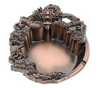 Threeness Cenicero, Metal Vintage Cenicero a Prueba de Viento Dragón Ceniza de Dragón Humo Bandeja de Cenizas a Prueba de Viento Caja de Regalo de Cigarrillo para Decoración de la Oficina en el Hogar