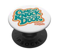 Three's Company Come and Knock On Our Door Retro Typography PopSockets PopGrip Adhesivo