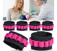 Threlaco Paquete de 6 soportes para tubo de flebotomía, muñequera de extracción de sangre, pulsera, kit de organizador de extracción de sangre, con capacidad para 8 tubos de flebotomía (rosa)