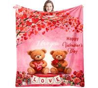 ThrenodyToy Manta Decorativa para San Valentín, Mantas de San-Valentín Feliz 150 * 100CM, Manta Regalo para San Valentín, Regalos de Cumpleaños o Vacaciones para tu Esposa Novia o Pareja (A)