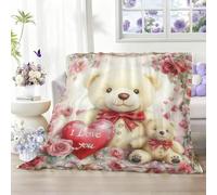 ThrenodyToy Manta Decorativa para San Valentín, Mantas de San-Valentín Feliz 150 * 100CM, Manta Regalo para San Valentín, Regalos de Cumpleaños o Vacaciones para tu Esposa Novia o Pareja (B)