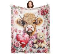 ThrenodyToy Manta y Manta de Vaca, Manta de Vaca de Las Tierra, Aniversario De Boda, San Valentín, Regalos Románticos para Ella,Regalo De Cumpleaños, Dia de la Madre