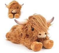 ThrenodyToy Muñeco De Vaca De Tierras Altas, Juguete De Peluche Vaca, Juguetes De Animales De Granja Salvajes Regalo para Amigos Y Niños Muñeco Marrón (Brown Old)
