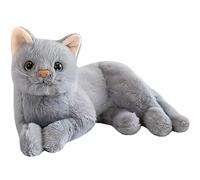 ThrenodyToy Peluche Gato simulada, Muñeca de Gato, Muñeco de Peluche Gato Realista - Simulación Suave y Tierna, Juguete para Niños y Coleccionistas (Grey)