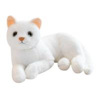 ThrenodyToy Peluche Gato simulada, Muñeca de Gato, Muñeco de Peluche Gato Realista - Simulación Suave y Tierna, Juguete para Niños y Coleccionistas (White)