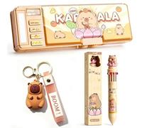ThrenodyToy Pop Up Estuche Capybara Multifuncional con Pens, Estuche para lápices con Cerradura de combinación, Capibara Caja de papelería Organizador de Artículos de Papelería para Niñas y Niños