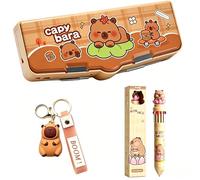 ThrenodyToy Pop Up Estuche Capybara Multifuncional con Pens, Estuche para lápices con Cerradura de combinación, Capibara Caja de papelería Organizador de Artículos de Papelería para Niñas y Niños