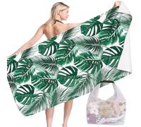 ThrenodyToy Toalla de Playa Tropicals Breeze, Toalla de Playa Tropical Leaf, Toalla de Playas Tropical Breeze 160 * 80CM, Adecuado para Playa Lscina Yoga Deportes Fitness Incluye Bolsa con Cordón