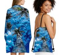 ThrenodyToy Toalla de Playas Coconut Tree 160 * 80CM, Toalla de Playa Tree de Microfibra, Toalla de Playa Marinos, Adecuado para Playa Lscina Yoga Deportes Fitness Incluye Bolsa con Cordón