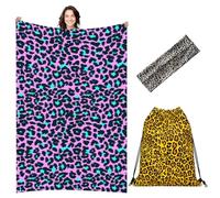 ThrenodyToy Toalla Impresión de Leopardo, Toallas de Playa Leopardo, Toallas de Playa Estampado Animal 160 * 80CM, Cinturón de Pelo & Bolsa Regalos de Cumpleaños para Niñas (C)