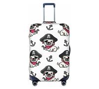 Thril Funda protectora para maleta de elastano altamente elástica, tamaño mediano, se adapta a impresiones de bulldog francés pirata de 22 a 24 pulgadas, White, M