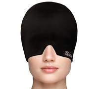 Thrive Gorro de gel para aliviar el dolor de cabeza, color negro, para terapia de frío, compresa, dolor de cabeza sinusal, alivio del estrés, ojos hinchados, máscara de hielo fresco para la cabeza,