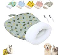 Thrivenget Cozy Pet Nest for Cats, Cat Warm Sleeping Bag for Indoor Cats, Cave Nest Sleeping Bed, 360° Warm Semienclosed Soft Plush Large Cat Bed (Avocado, 14 x 18 pulgadas)