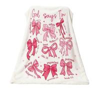 Throw Blanket f- Pink Bow Warm, Decorative Soft Blanket, Comfort and Style Feature, Versatile Bed Throws for Sofa, Bedroom, Living Room, Work, Dorm, Apartment, 39 x 51 pulgadas