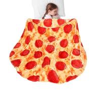 Throw Blanket for Couch, Funny Pizza Printed Blanket, Large Round Pizza Wrap Blanket for Adults and Kids, Realistic Soft Throw Blanket for Living Room, Cozy Pizza Design Blanket for Home Use
