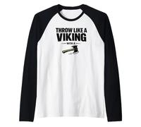 Throw Like a Viking de papá lanzando Hacha de leñador Camiseta Manga Raglan