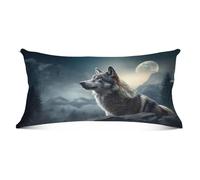 Throw Pillow Cover Lobo A La Luz De La Luna Cuadrado Fundas De Almohada Vintage Cushion Pillow Case para Jardín Dormitorio Cama L